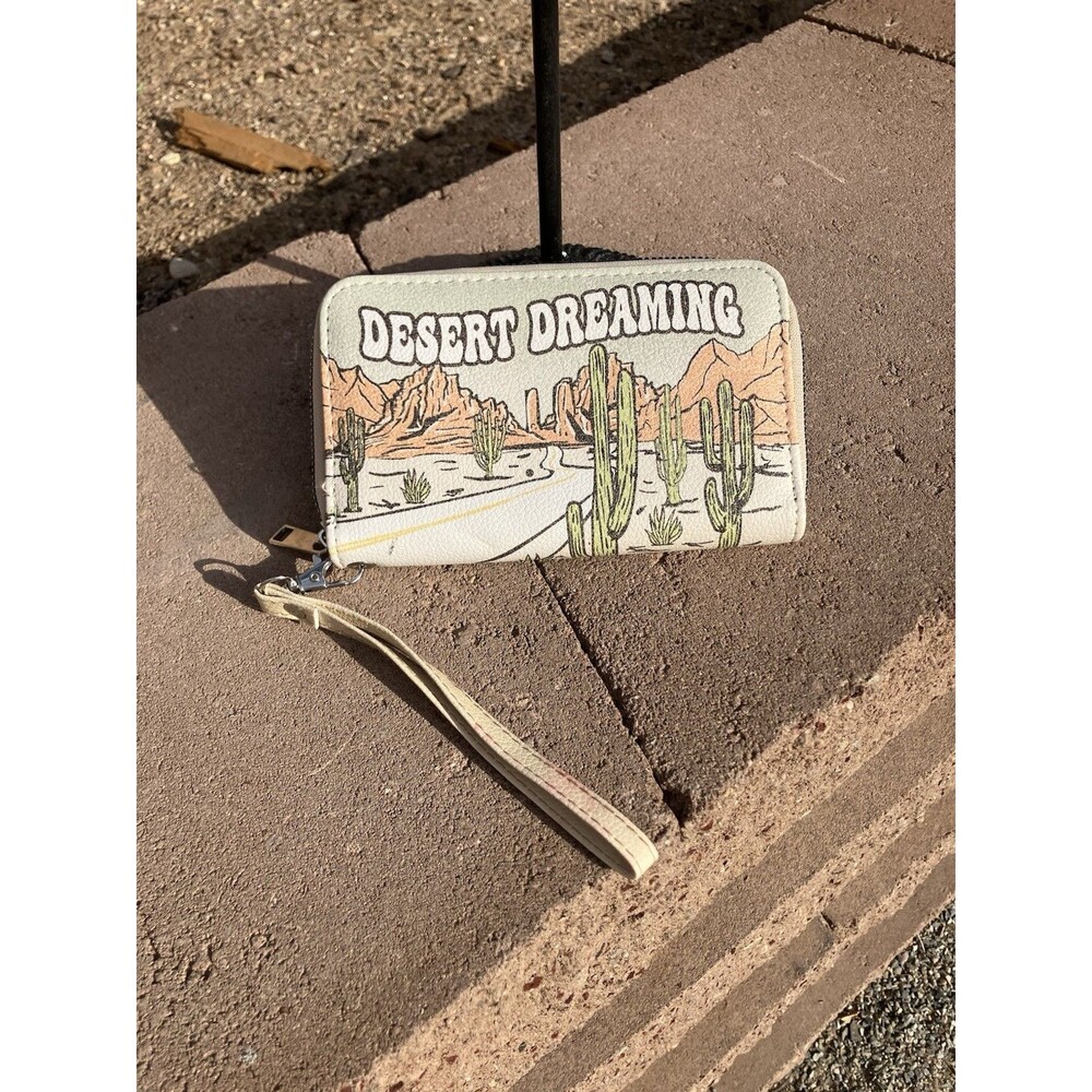 7”x4” Desert Dreaming Faux Leather Wallet Wristlet Arizona Desert Landscape